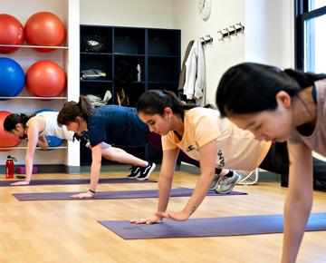 Students in group fitness class